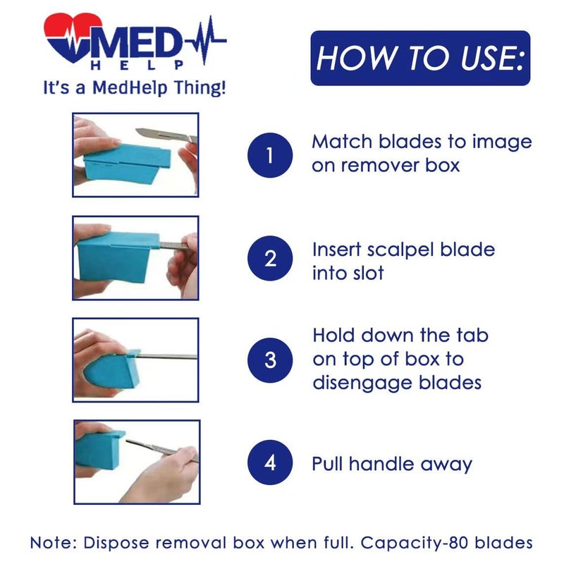 MedHelp Scalpel Blade Remover, Handheld Disposable Sharps Container, Blade Disposal for Dermaplaning Razor Blade Remover Box Dermaplane Blade Remover Box - Image 2